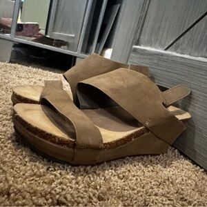 Pierre Dumas Tan Wedge Sandals